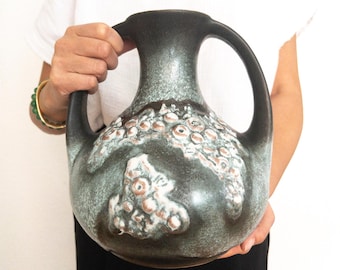 予約済み - Ruscha Fat Lava 花瓶 321-2 - 西ドイツ陶器 - Ruscha Art