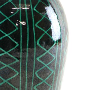 Swiss Studio Pottery Dark Green and Black Swiss Ceramic Studio Pottery Vase image 7