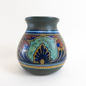 Gouda Pottery - Rhodian Pattern Vase - Art Deco Hand Painted Vase by PZH - Dutch Pottery 1920s
