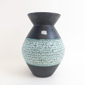 Carstens Ceramic Vase - Modern Fat Lava West German Pottery Vase by Carstens Form 638 - Black and Mint West German Vase