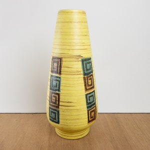 West German Pottery - Dümler and Breiden Ceramic Vase - Yellow and Blue Tones Cone Vase - Mid Century Modern Decor
