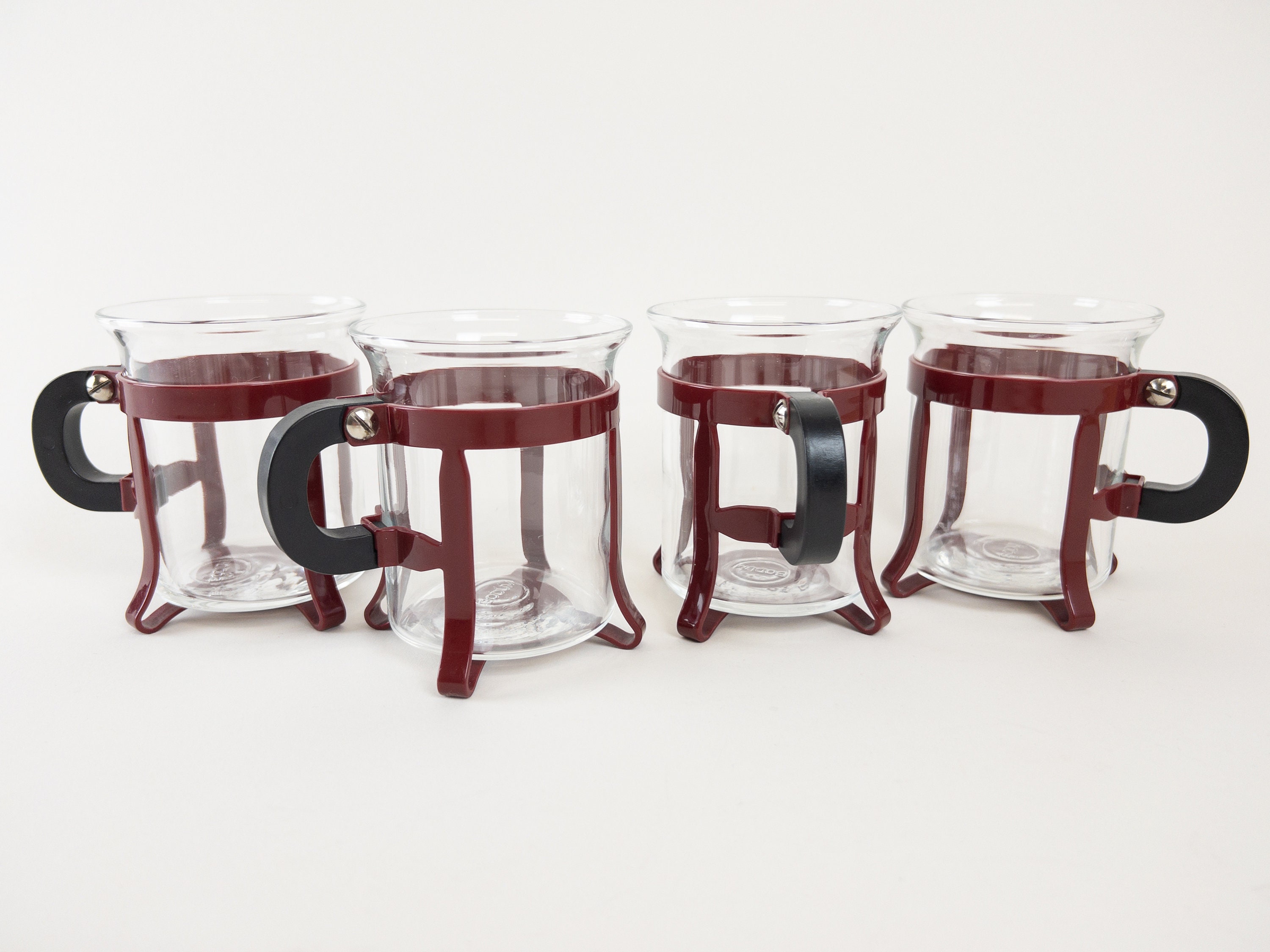 Pair of Vintage Bodum Glass Chambord Tea Coffee Glasses With