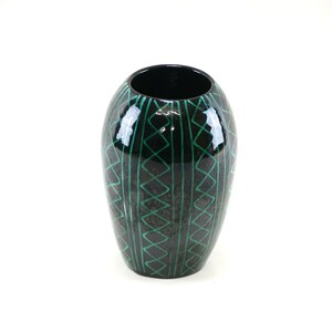 Swiss Studio Pottery Dark Green and Black Swiss Ceramic Studio Pottery Vase image 6