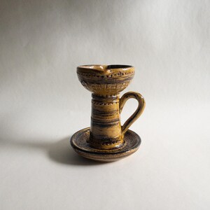 Bitossi Rimini Ceramic Candle Holder, Mustard Yellow Aldo Londi Design