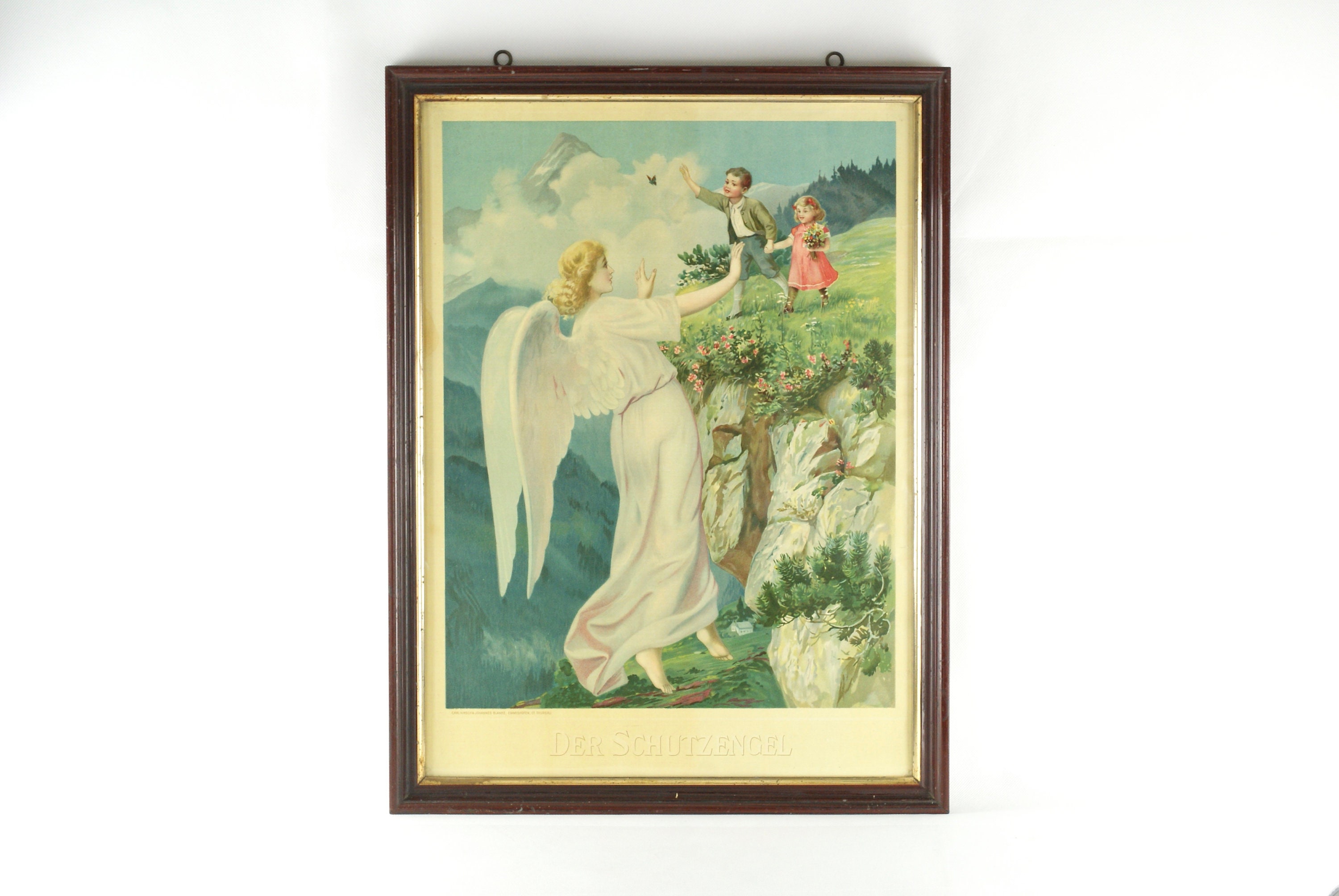 Framed German Schutzengel Or Guardian Angel Lithograph From Etsy