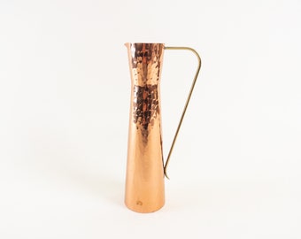 Vintage Swiss Copper Bud Vase with Brass Handle - Egro Switzerland - Copper Slim Pitcher