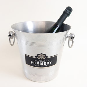 Pommery Champagne Ice Bucket - Vintage Silver Metal Champagne Bucket - Aluminium Champagne Ice Bucket or Wine Cooler