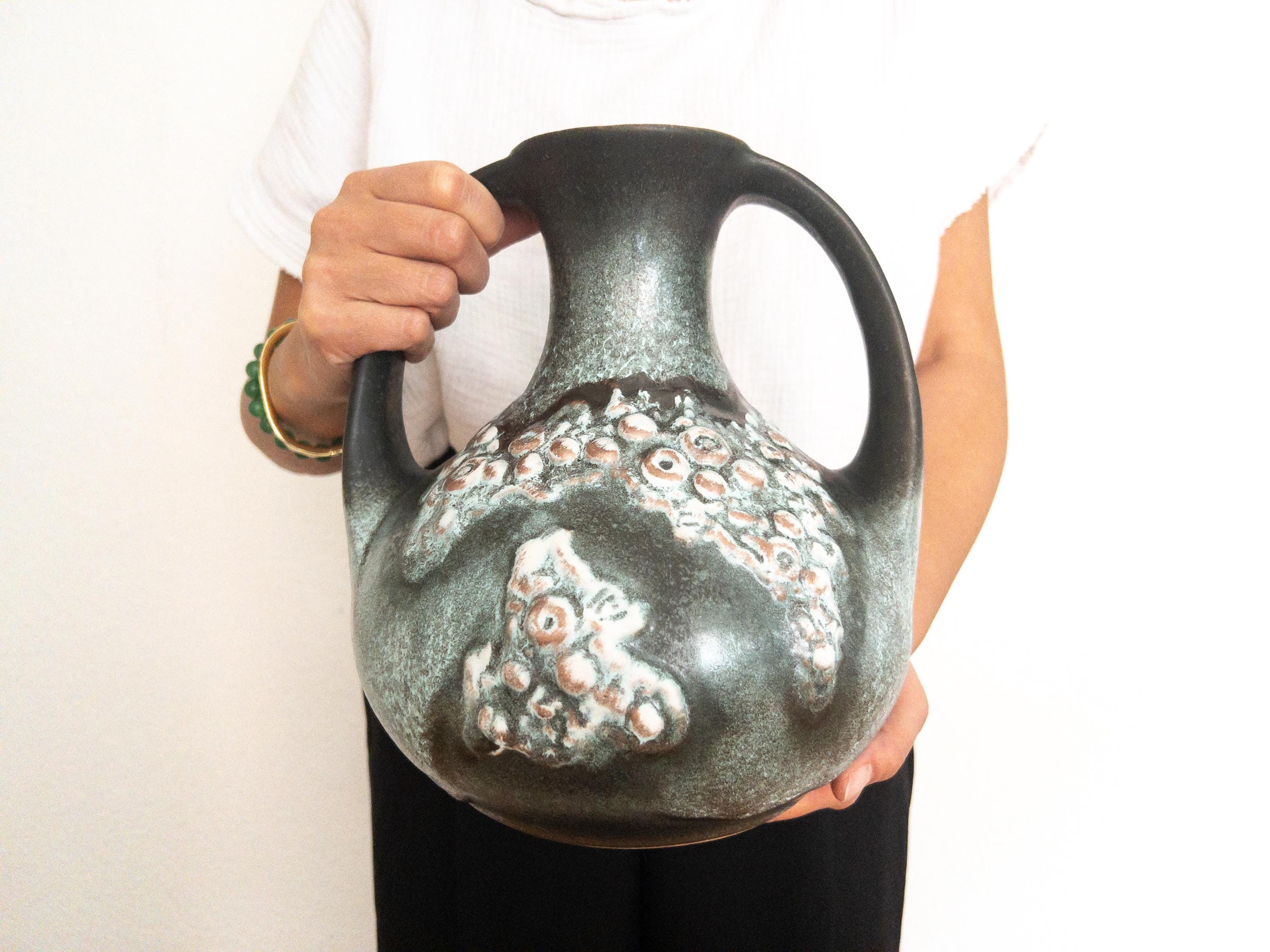 Walter Gerhards Fat Lava West German Pottery Vase - Mint, Copper, Grey Mid Century Ceramic Vase 700-25