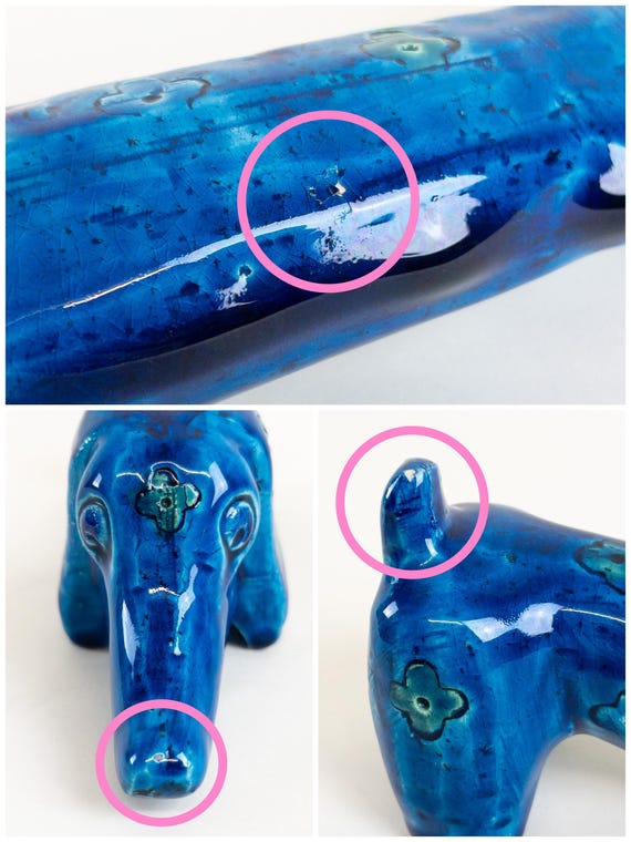 Bitossi Dachshund Dog Figurine by Aldo Londi - Spagnolo Blu Decor