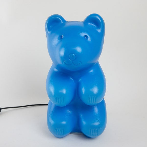 Lampe et veilleuse Blue Gummy Bear - Lampe de table de chevet de l'ère Pop Culture des années 90 - Lampe de chambre à coucher pour enfants