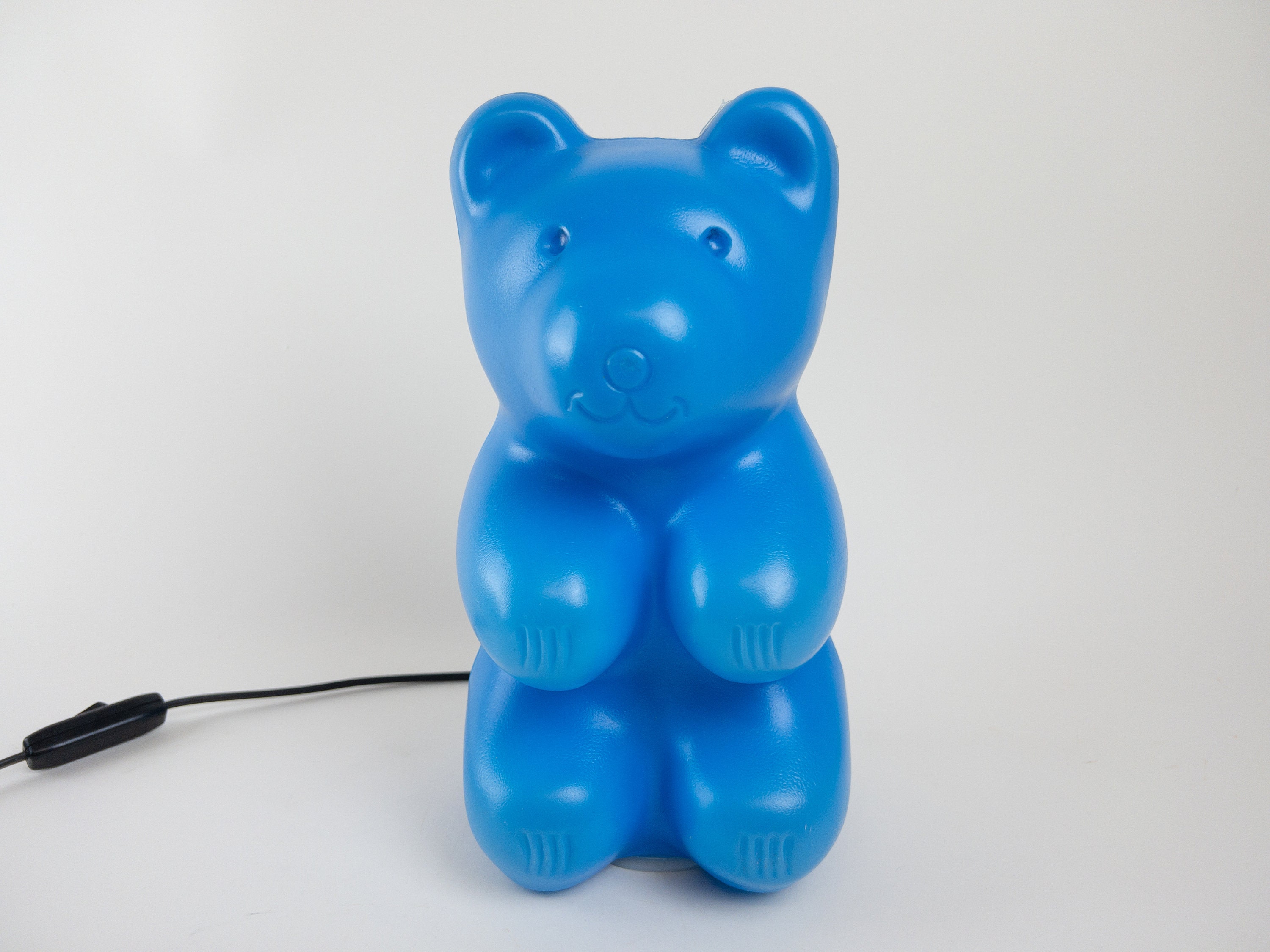 Blue Gummy Bear Lamp and Nightlight Pop Culture 90s Era Bed Side Table Lamp  Kids Bedroom Lamp 