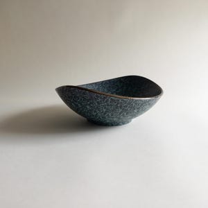 Mid Century Jasba Schale 'Jaspatina' Dekor mit grüner und schwarzer Glasur, Goldvergoldung