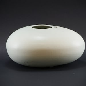 Large Minimal Vase - Off-White Postmodern Egg Shaped Object - ASA Organic Shaped Ceramic Vase with a Subtle Off-White/Mint Glaze
