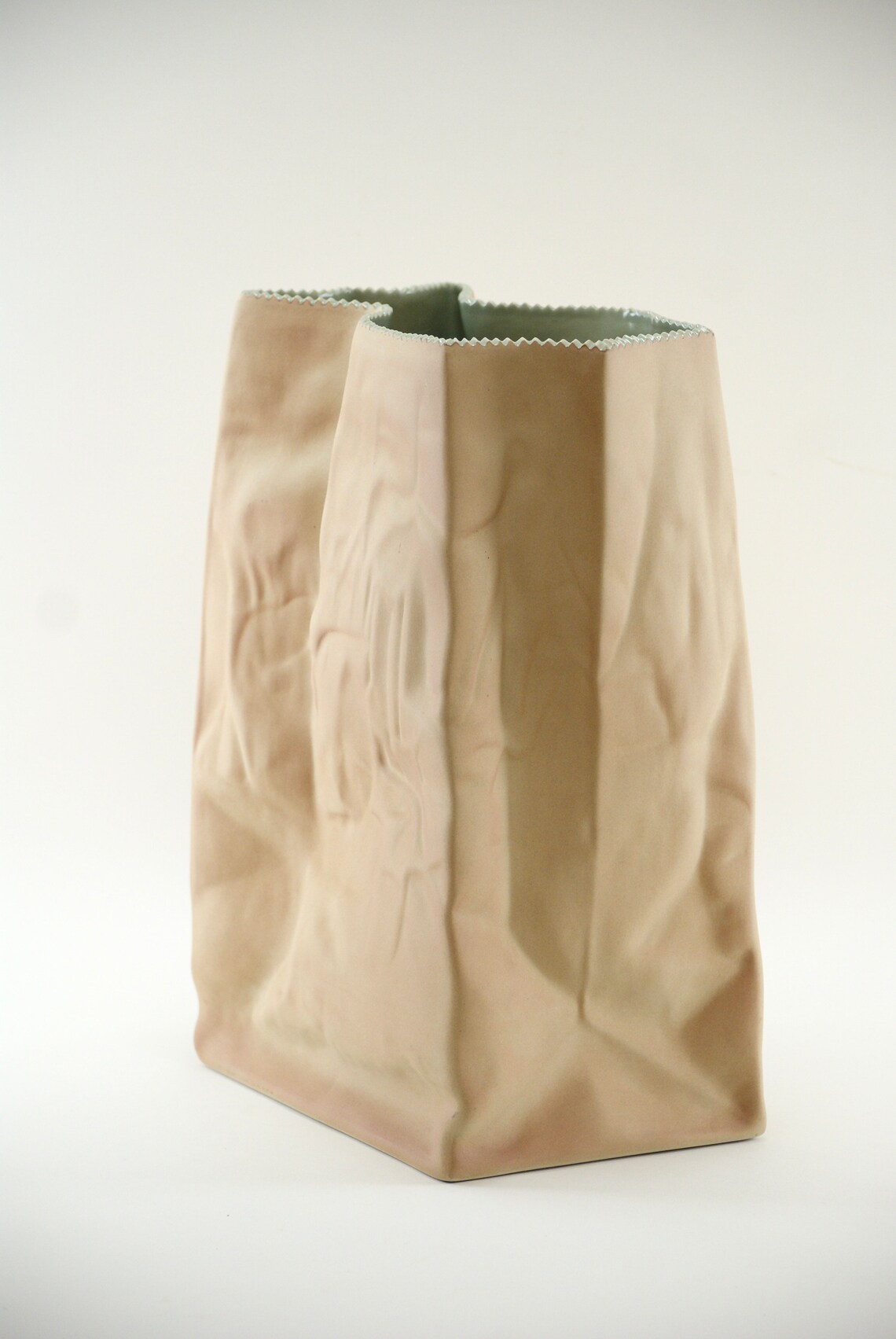 HUGE Rosenthal Brown Paper Bag Vase Bisque Op Art Porcelain Etsy