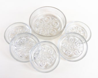 Retro Glass Bowl Set by Walther Glass - "On the Rocks" Salad Bowl Set by Walther Glass - Dessert or Salad Bowls - Made in Germany