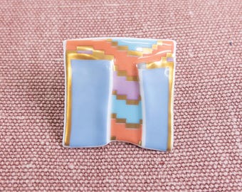 Porcelain Brooch by Johan Van Loon for Rosenthal, Studio Line - 1980s Abstract Brooch Pin