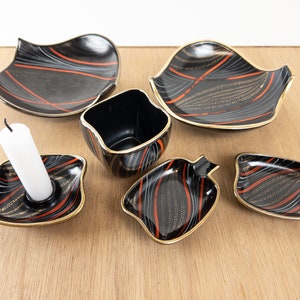 原子時代の喫煙セット - 西ドイツの陶器 - 1950 年代、ミッドセンチュリーの灰皿、キャンドルホルダー、シガレットホルダー - 喫煙アクセサリー