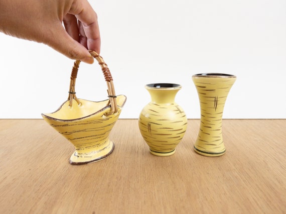 金色持ち手の手描き陶器花瓶 陶器製ハンドル付き花瓶 金色模様