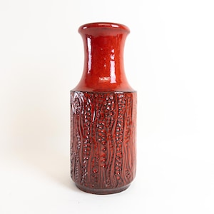 Carstens Tönnieshof Reptile Vase - Vintage Cherry Red West German Pottery Vase - Form 7658-30
