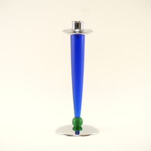 Kobalt Blau und Grün 1980s Memphis Postmodern Kerzenhalter