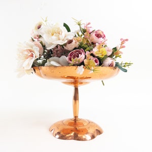 Cuenco de pedestal de cobre - Cuenco de fruta con base de cobre - Cuenco de presentación de cobre