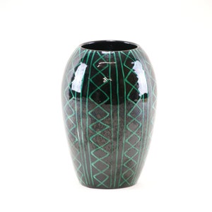 Swiss Studio Pottery Dark Green and Black Swiss Ceramic Studio Pottery Vase image 8