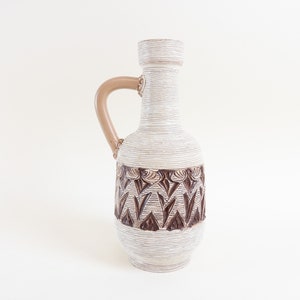 Italian Ceramic Vase by Fratelli Fanciullacci - Cream Brown Toned Vintage Vase
