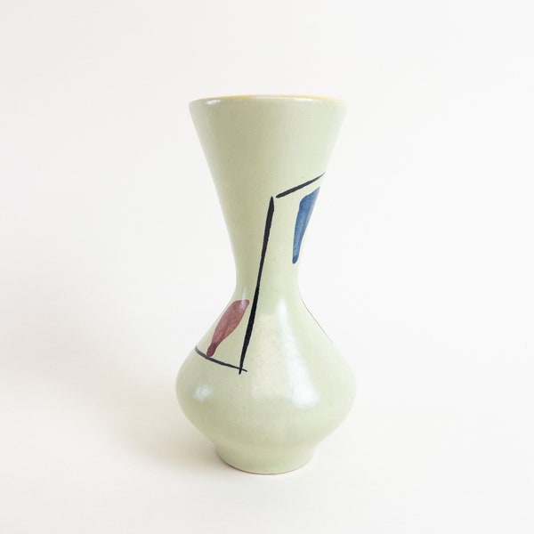 West German Pottery Vase by Scheurich - 1950s Atomic Age Design Mid Century Ceramic Vase - 18cm Tall