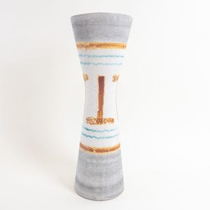 Vintage West German Pottery Hourglass Vase: Earth-Tone Ceramic Form 5409