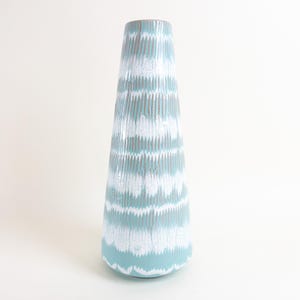 Waechtersbach Keramikvase - West German Keramikvase - Mint Strukturierte Kegelvase - 29 cm Hoch - Maritimes Wohnzimmer