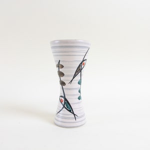 West German Pottery Vase: Ü-Keramik Trumpet Vase with Fish