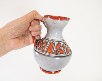 Alvino Bagni Italian Vase: Mid-Century Red & White Ceramic