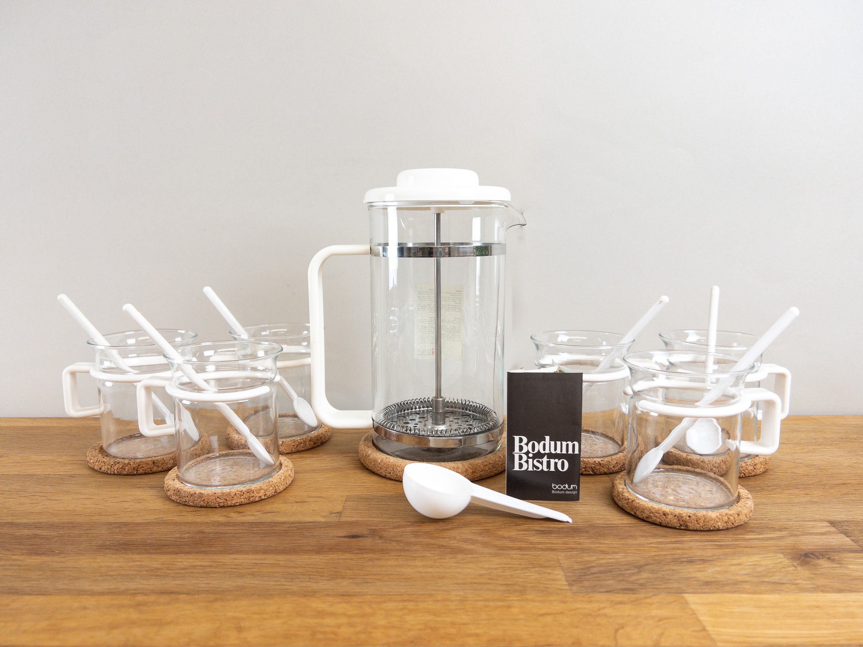 Vintage Bodum Picard French Press Set: White, With 6 Cups