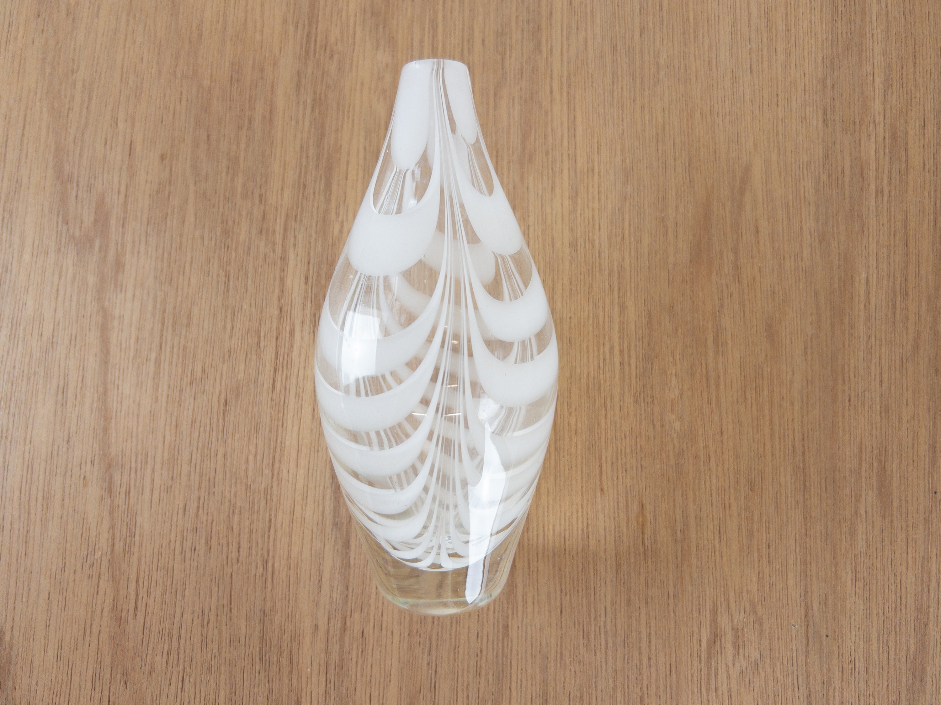 Vintage Finnish Glass Vase - Filigree Handblown Glass Vase - Kumela Riihimäki Finland Filigree Glass Vase, Signed