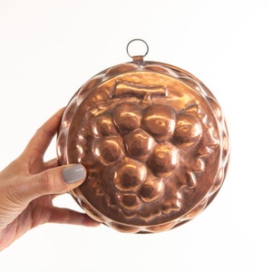 German Copper Jelly Mold - Copper Jelly Mould with Grapes Design