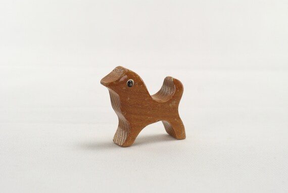 hand carved wood dog