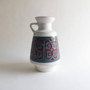 West German Pottery Vase: Dümler & Breiden 311-20 Red Green Ceramic
