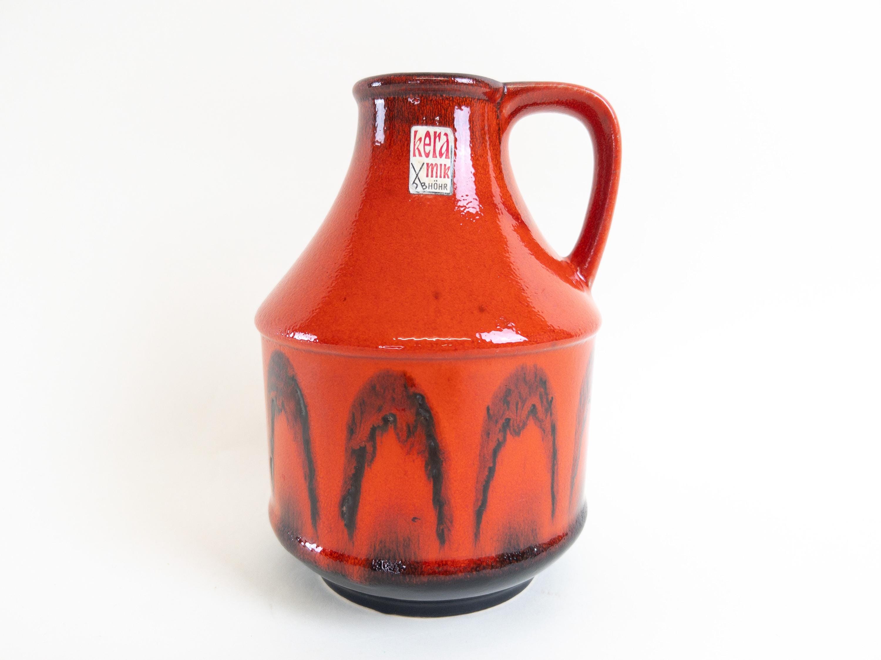 Dümler and Breiden Vase with Handle - West German Pottery - Glossy Red - D & B 322/17