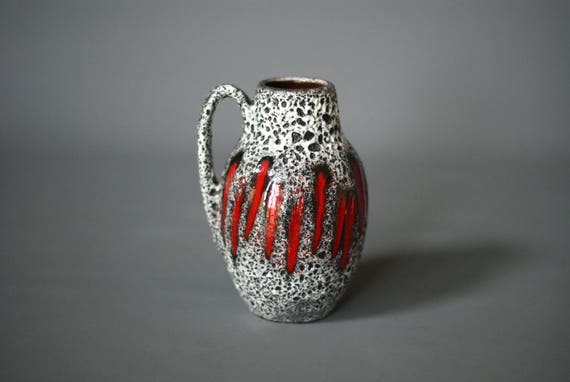 WEST GERMAN POTTERY Vase, Scheurich 414 16, Red 