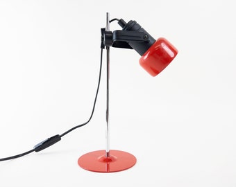 Red Spot Lamp - Cherry Red and Black Adjustable Metal Spot Lamp - Cute and Small Bright Retro Desk Lamp - Excellent Condition