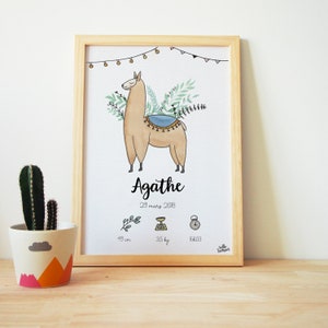 Aquarell Lama Geburt Poster/Rahmen
