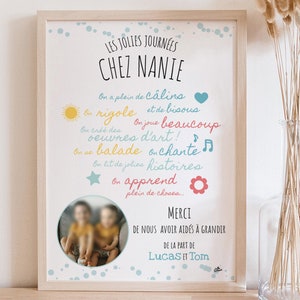 Póster de regalo de agradecimiento para niñera, guardería o mamá, personalizado, tamaño A4
