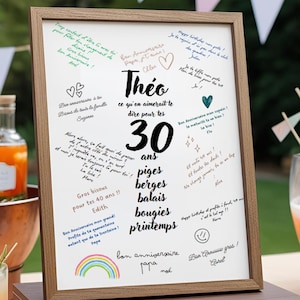 30 ans Affiche Anniversaire homme ou femme - personnalisée avec le prénom et l'âge idée carte cadeau - décoration fête personnalisée
