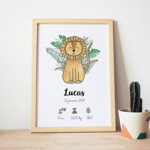 Affiche Naissance Lion Aquarelle