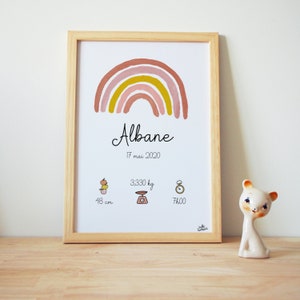 Regenbogen Geburtsposter/Rahmen - Terrakotta - Senfgelb