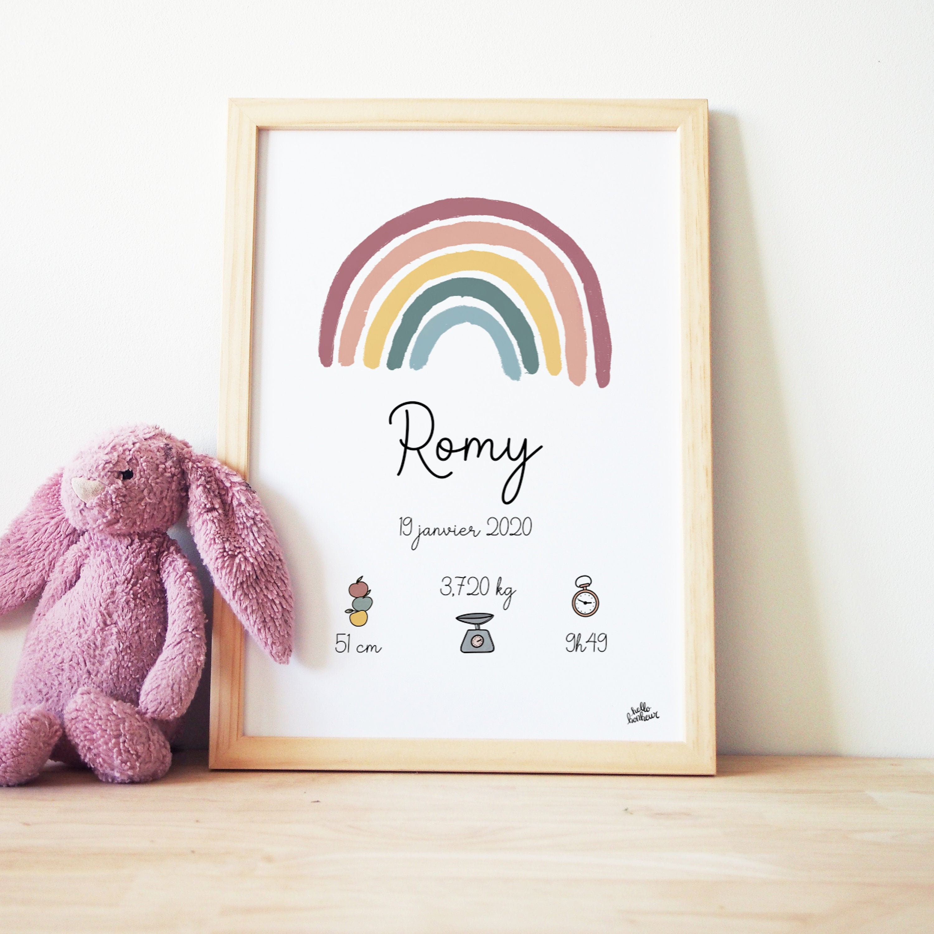 Affiche Naissance Arc-En-Ciel Sweet Colors