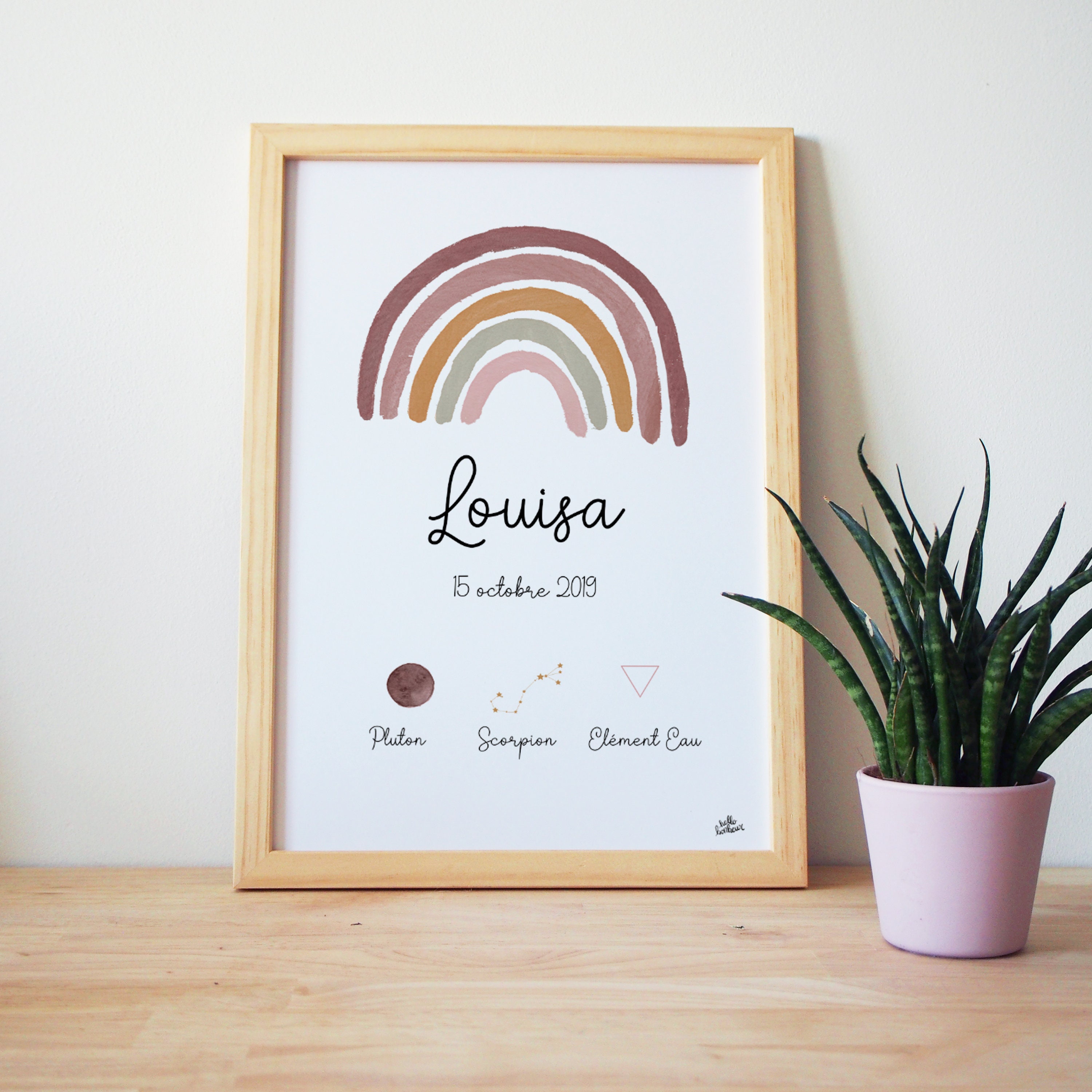 Affiche Naissance Signe Astrologique - Arc-En-Ciel Sweet Cocoon