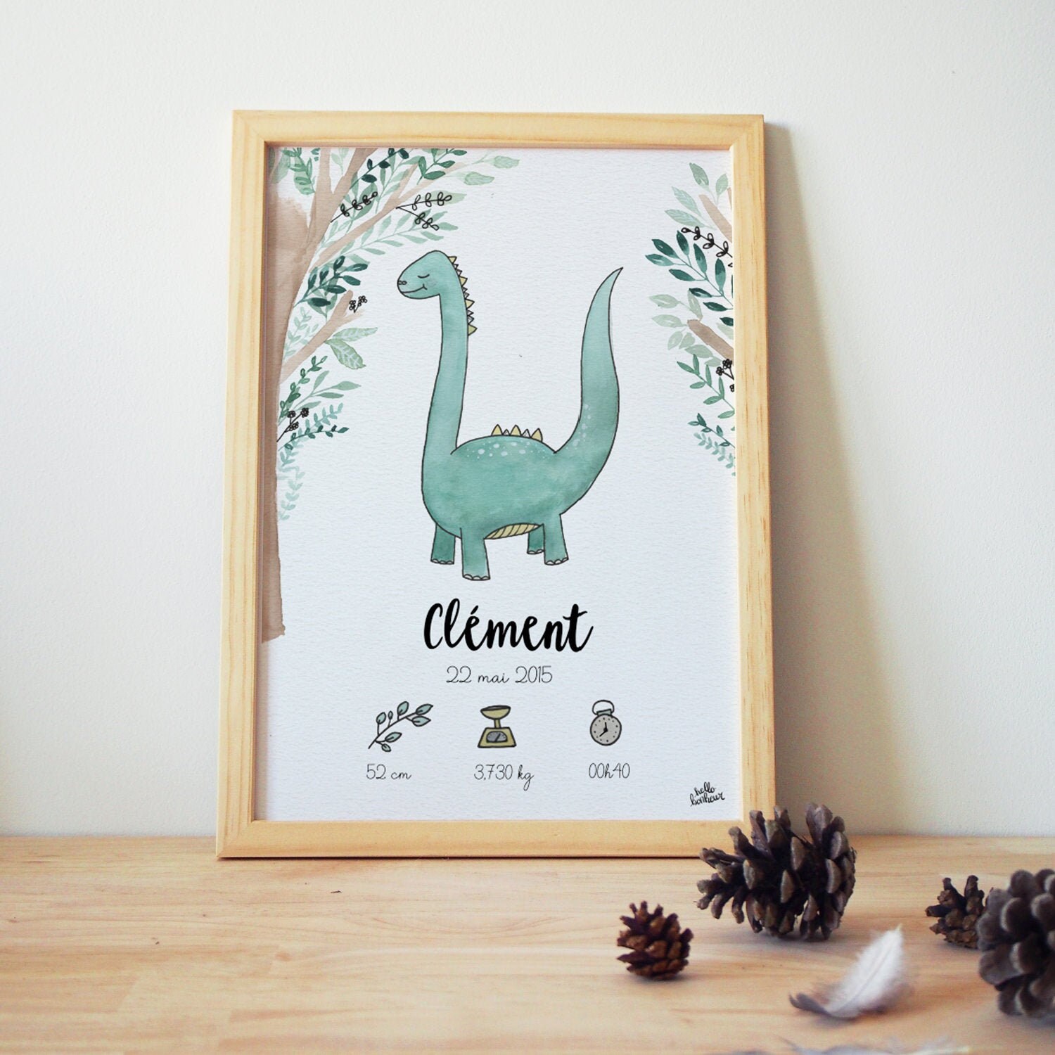 Poster Birth Dinosaur Watercolor Etsy Norway
