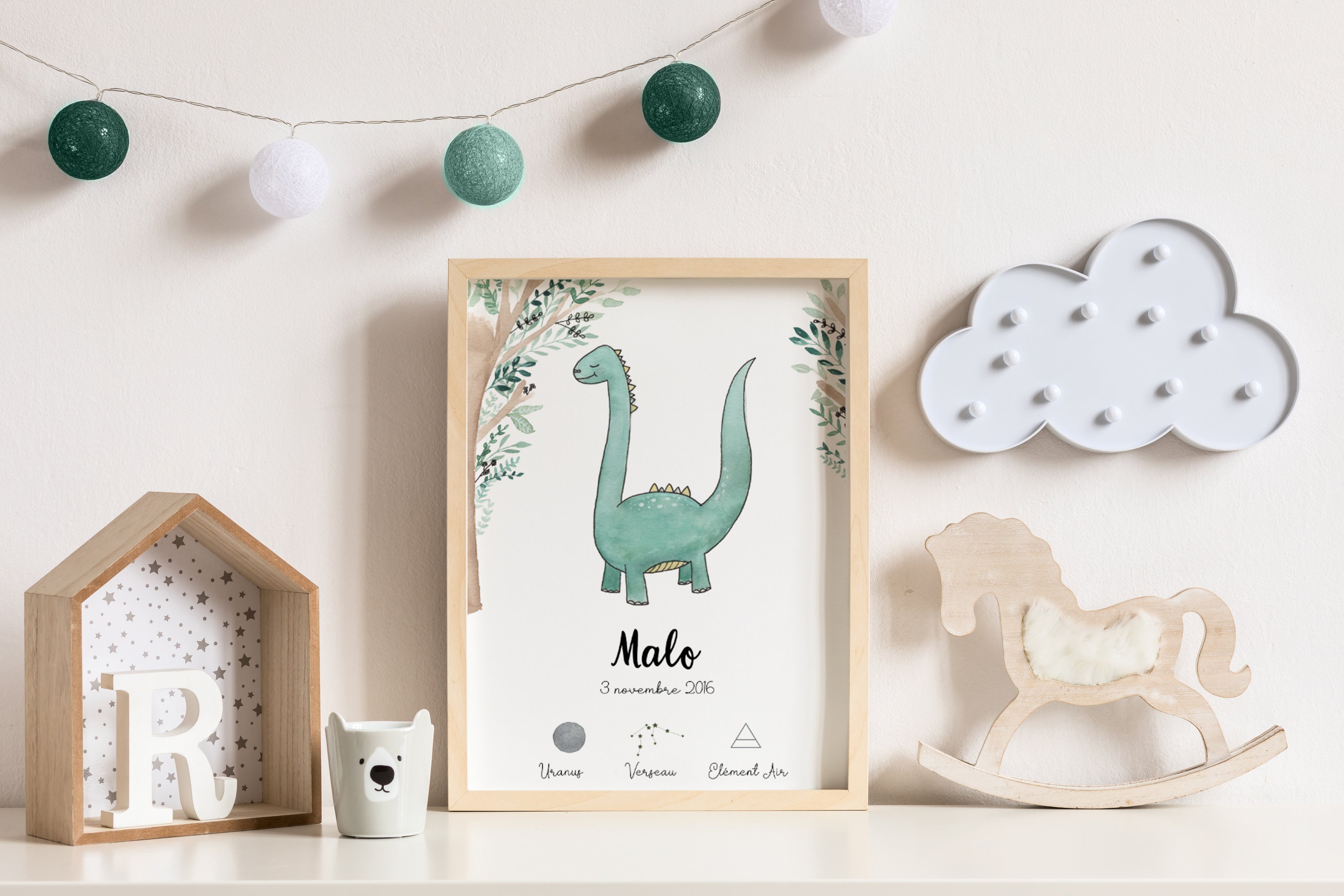 Affiche Naissance Signe Astrologique - Dinosaure