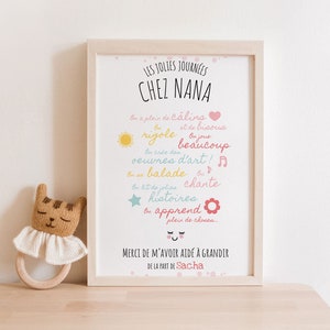 Gift Poster Thank You Nanny / Nursery / Mam - Personalized A4